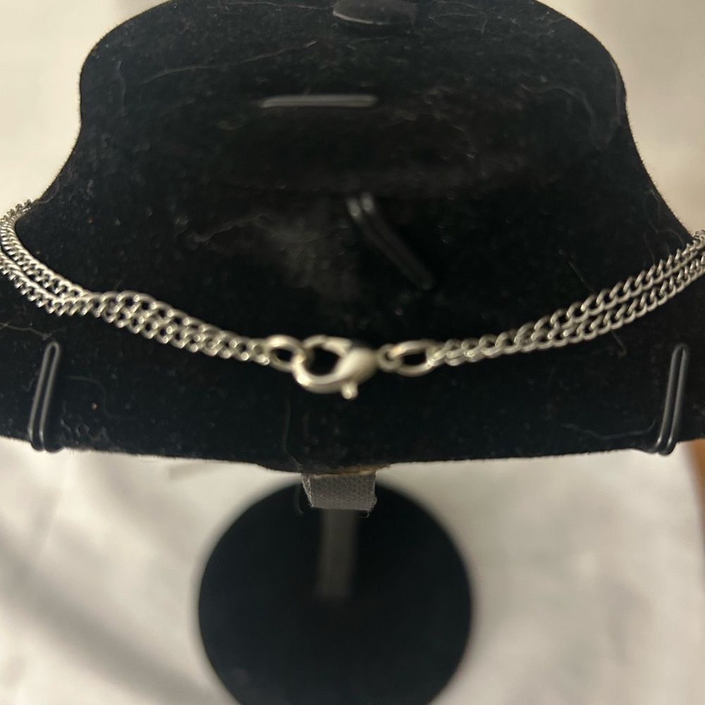 Vintage Infinity “Y” Necklace - Wood Circle With Drop Through Bar In Silver Tone - Picture 2 of 4